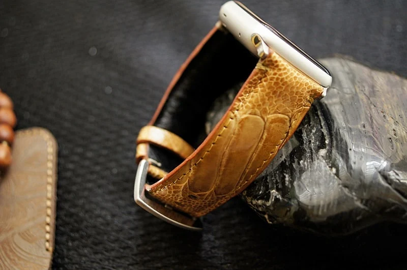 Handmade Ostrich Leg Strap 6 incl. Lugs Adapter + Buckle for Apple Watch (or Apple Watch Sport) 42mm or 38mm – image 4
